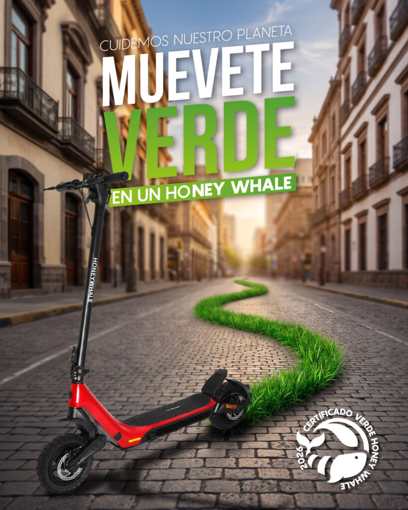 Scooter eléctrico Honey Whale en la campaña Muévete Verde